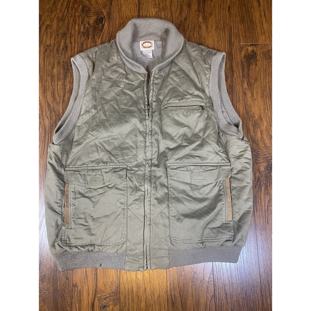 Vintage Banana Republic Safari Vest Mens XL Quilted Cotton Wool Trim Olive Green - Picture 4 of 13
